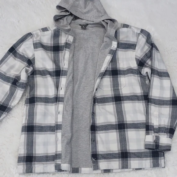 EDDIE BAUER Gray Plaid Hooded Jacket - Picture 9 of 17